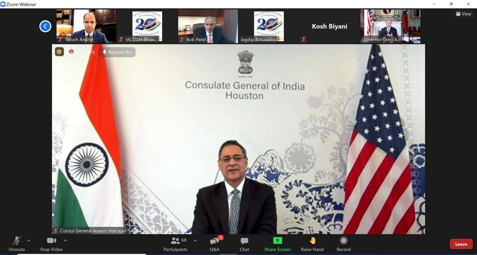 Consul General participated in the interaction with Governor of Texas Greg Abbott ,organized by IACCGH on January 27,2021